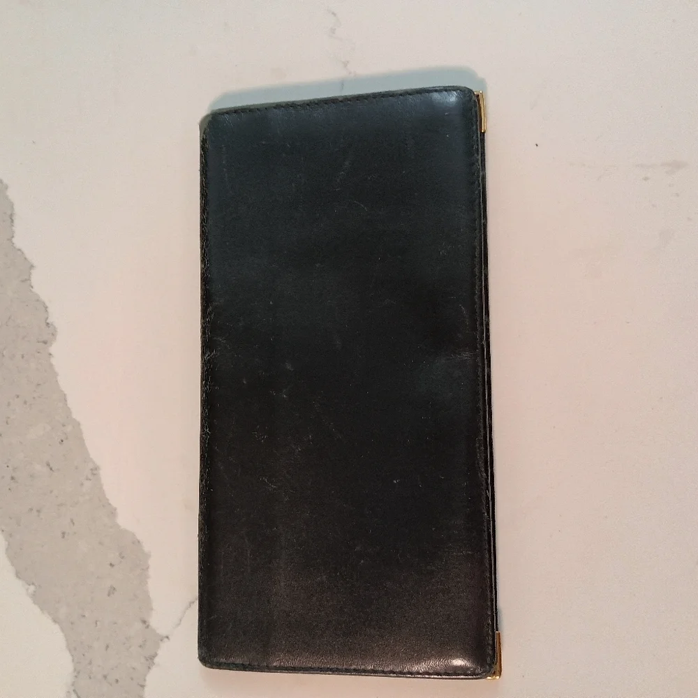 Dunhill Long Wallet Black Gold leather Mens Authentic
